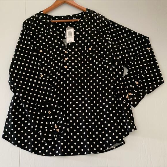 TORRID Women’s Harper Challis Long Sleeve Blouse, Deep Black, White Dots Size 3X - Picture 15 of 16